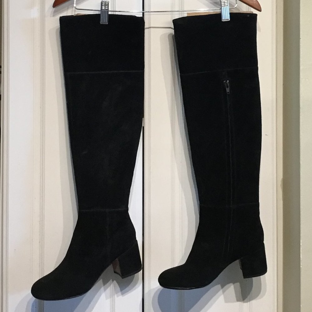 Clark's Black Suede Barley Ray Over Knee Boots Size 6M - Picture 1 of 4